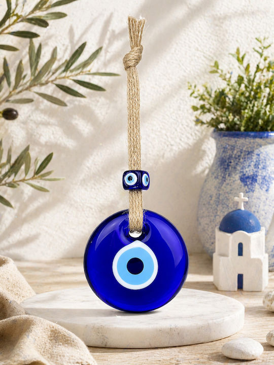 Hanging New Year's Lucky Charm Blue Eye Made of Glass gourimati7C Hanging New Year's Lucky Charm Blue Eye Made of Glass gourimati7C