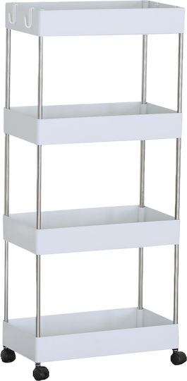 ArteLibre Vitano Plastic Trolley 4 Tiers White ArteLibre Vitano Plastic Trolley 4 Tiers White