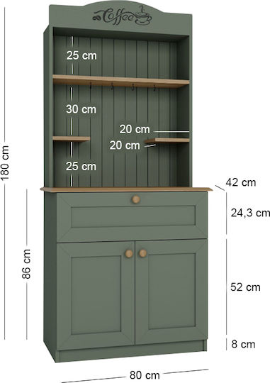Lucas Boden Küchenschrank Grün 99x42x180cm