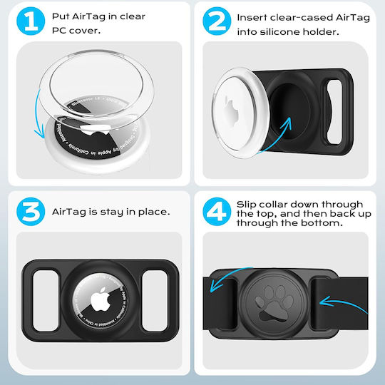 Techsuit Buddyguard Pet Collar Silicone Case for AirTag in Black Colour