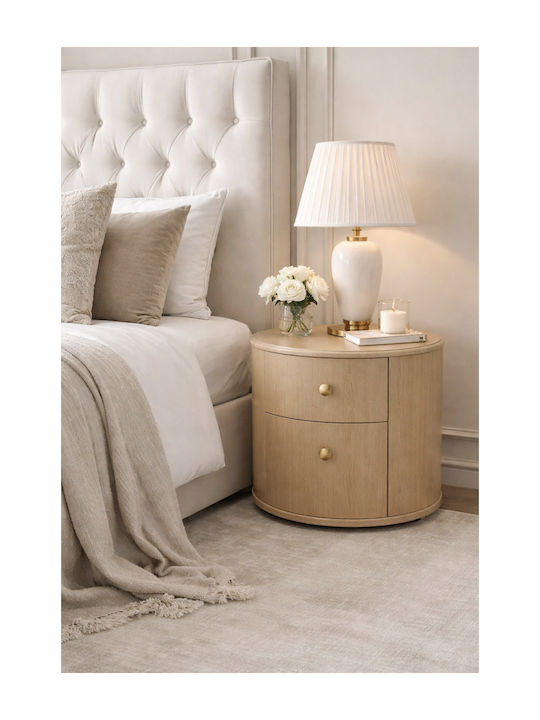 Bedside Table Oval Oak Wood 50x50 Height