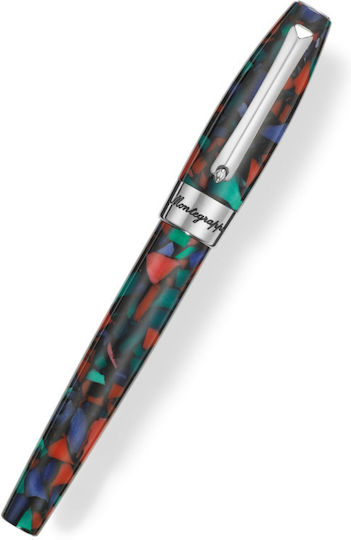 Montegrappa Fortuna Mosaico Πένα Γραφής από Ατσάλι με Μπλε Μελάνι Aurora Borealis