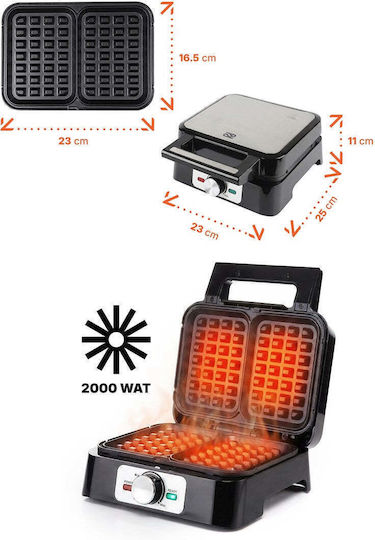 Promis Aparat Vafe Pentru Vafe Rectangulare 2 Compartimente 1200W