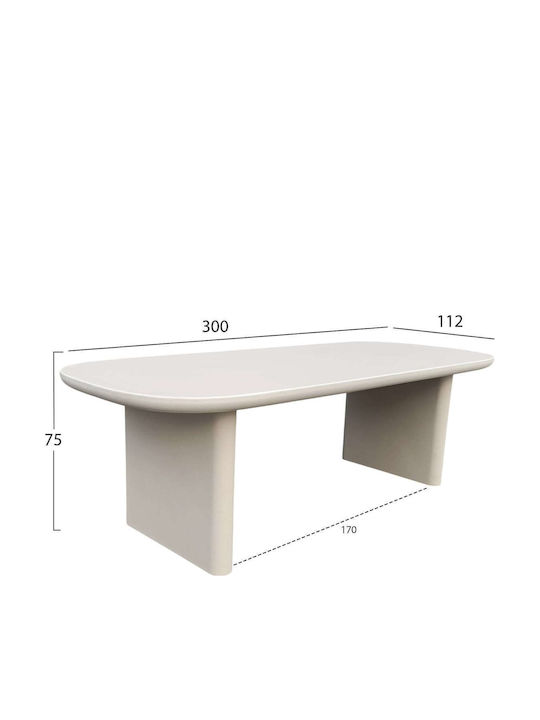 Τραπέζι Τραπεζαρίας από Τσιμέντο Μπεζ 300x112x75εκ.