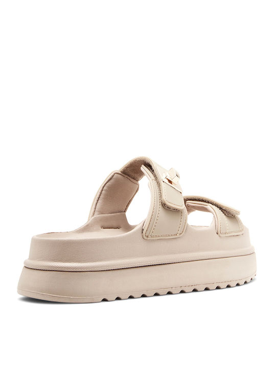 Women's Flat Sandals Flatforms in Beige Color