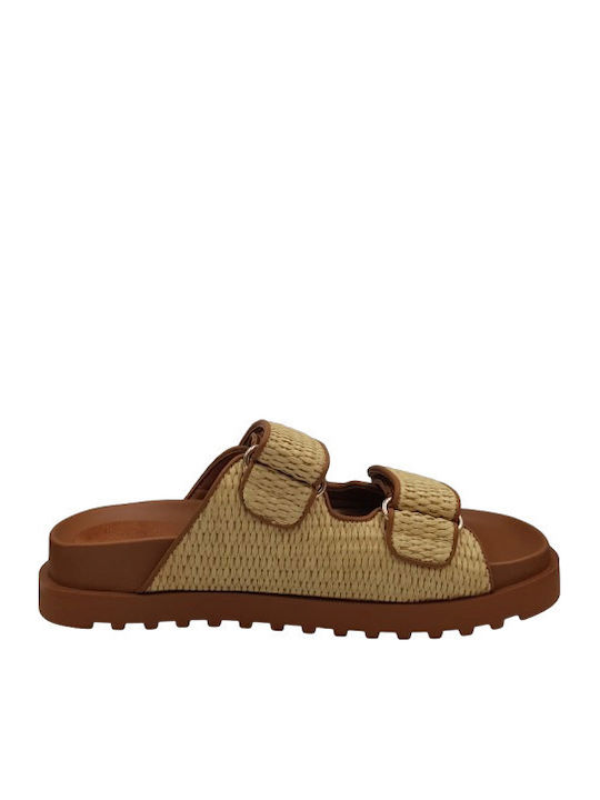 Women's Flat Sandals in Beige Color