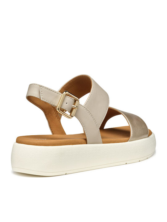 Camalei Γυναικεία Σανδάλια Flatforms Μπεζ