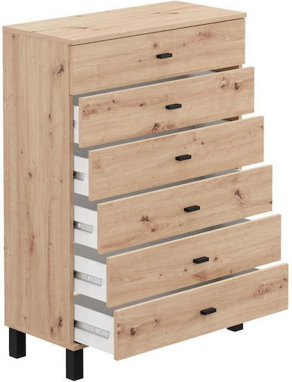 Bedroom Chest of Drawers Wooden Almond Artisan Oak 77x35x78cm