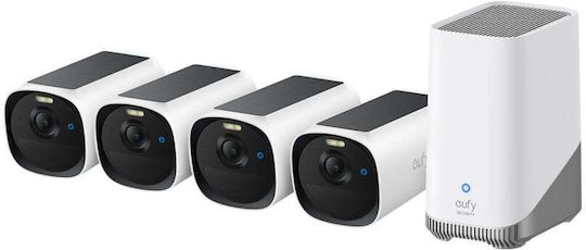 Eufy 4 Wireless Cameras IP 4MP Surveillance System with Control Hub & 16TB Hard Drive