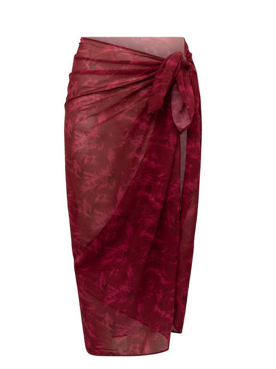 Minerva Beachwear Pareo Scarf Tie Dye Burgundy
