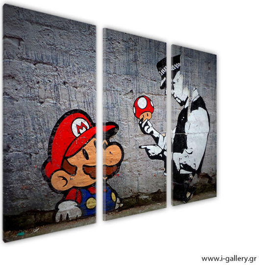 Панел Платнен Mario Mushrooms Banksy Трикратен Трикратен 60x40 см 3 детски табла 20x40 см