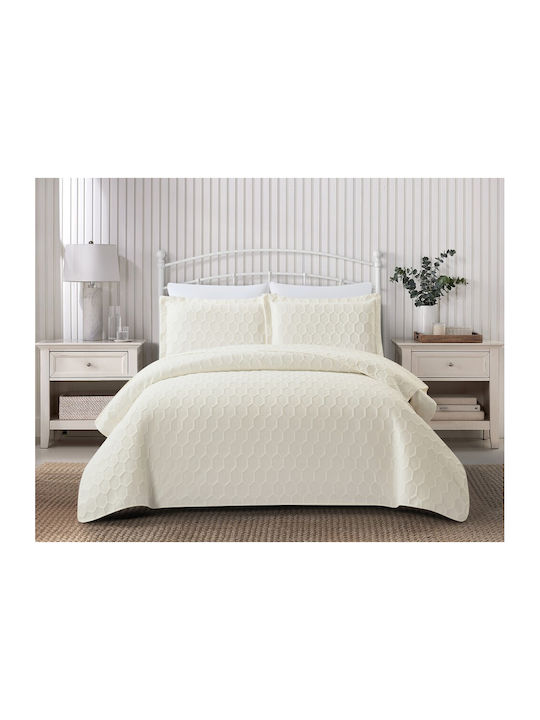 Liolios Home Glenda Tagesdecken Set Einfarbig Creme 170x240cm 2 Stück