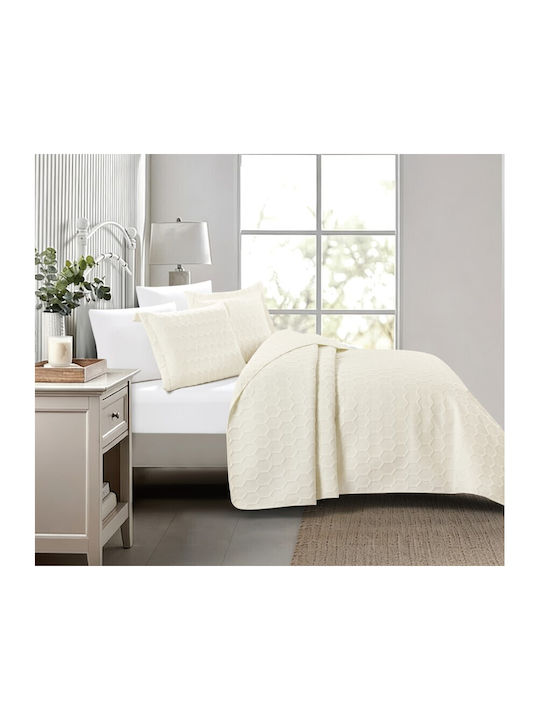 Liolios Home Glenda Tagesdecken Set Einfarbig Creme 170x240cm 2 Stück