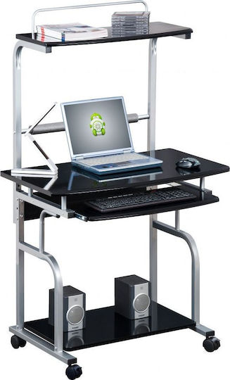 Birou De Calculatoare Mobile Din Lemn Argintiu 80x69.5cm
