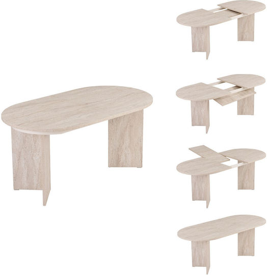 Sorell Masă Ovală Extensibilă Pentru Sala De Mese Din Lemn Bej 160(+40)x75x90cm