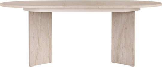 Sorell Masă Ovală Extensibilă Pentru Sala De Mese Din Lemn Bej 160(+40)x75x90cm