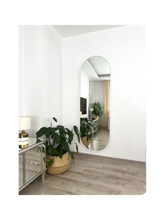 SteweHome Oval Mirror with White Metal Frame 180x60cm