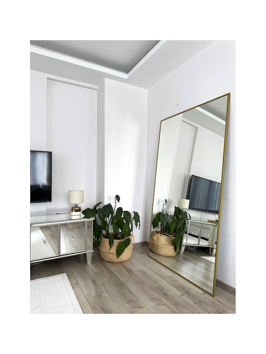 SteweHome Καθρέπτης με Χρυσό Μεταλλικό Πλαίσιο 180x100cm