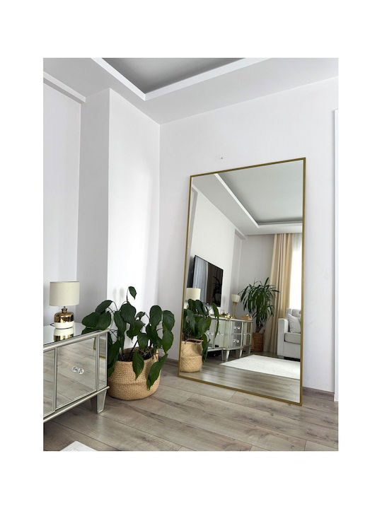 SteweHome Καθρέπτης με Χρυσό Μεταλλικό Πλαίσιο 180x100cm