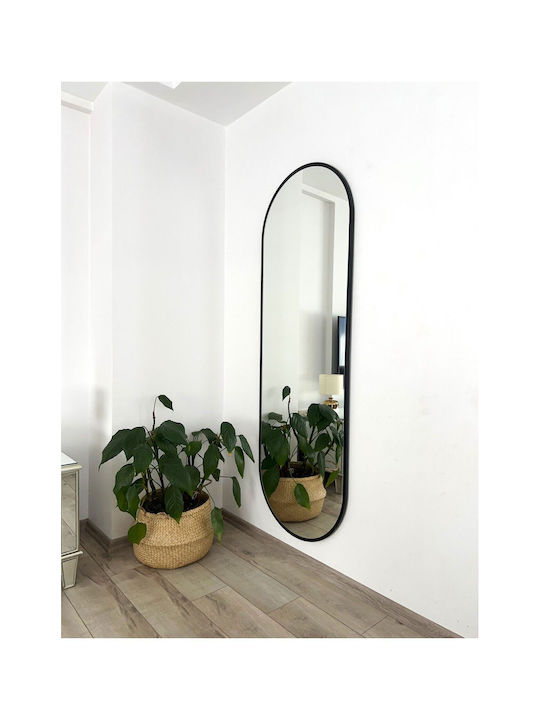 SteweHome Oval Floor Mirror with Black Metal Frame 180x60cm