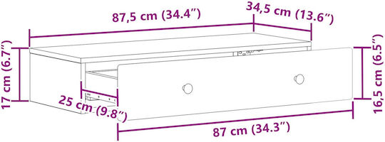 Wandregal Schwarz 87.5x34.5x17cm