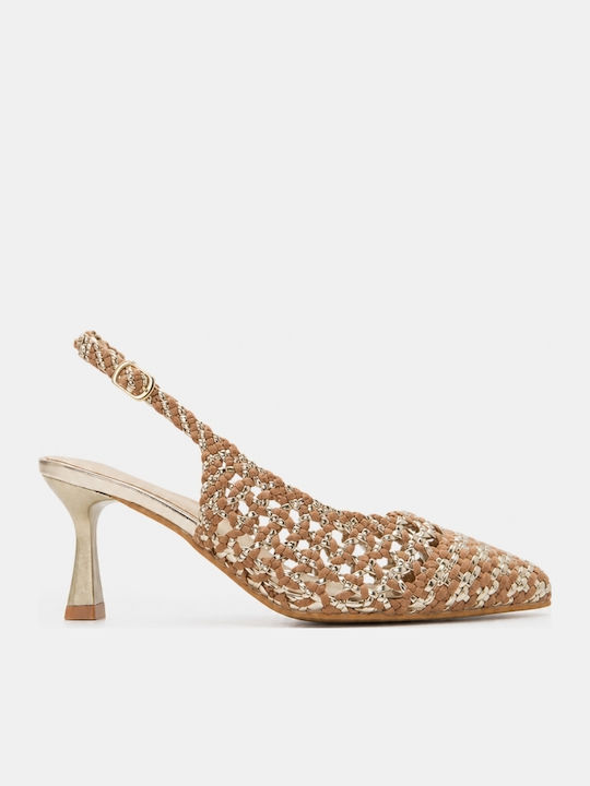 Pointed Toe Heels with Medium Gold Heel