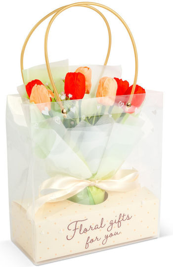 Lalele Artificiale Decorative În Pungă Cadou 40 Cm Flori Roz Realiste Cadou Elegant