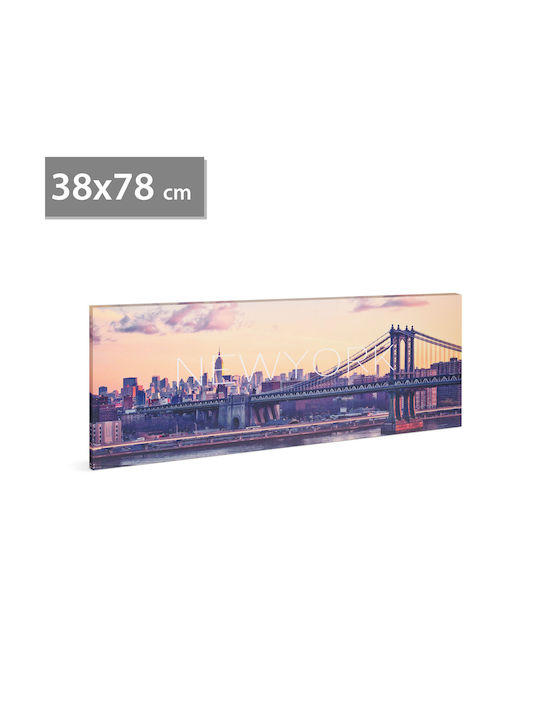Картина С LED Осветление New York 78 X 38 См Стенно Декор Хладна Бяла Светлина 2 X AA
