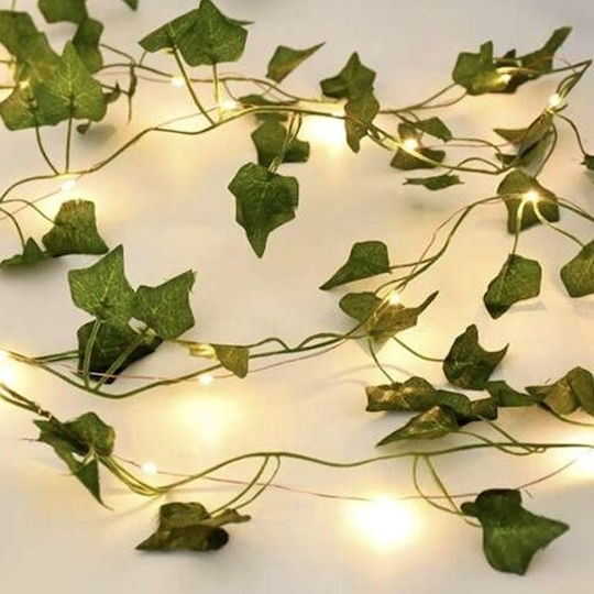 Ghirlandă Decorativă Cu Iedera Iluminată Pentru Perete Balcon Terasă Verde