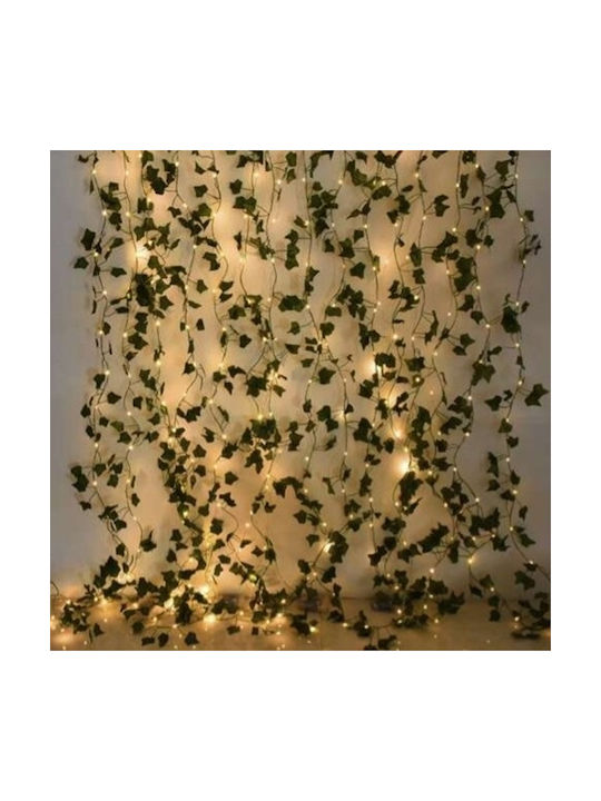 Ghirlandă Decorativă Cu Iedera Iluminată Pentru Perete Balcon Terasă Verde