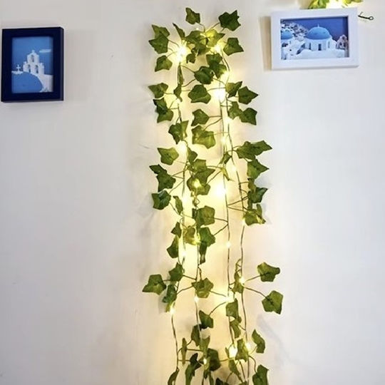 Ghirlandă Decorativă Cu Iedera Iluminată Pentru Perete Balcon Terasă Verde