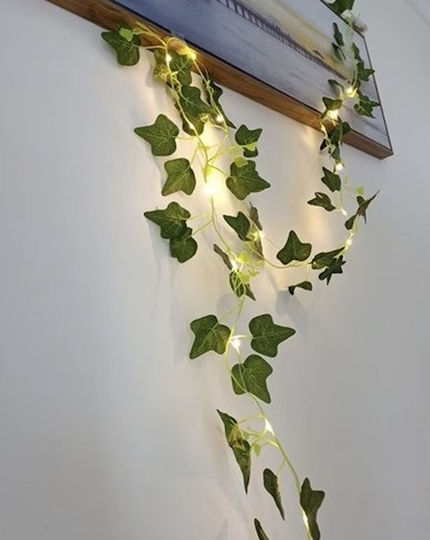 Ghirlandă Decorativă Cu Iedera Iluminată Pentru Perete Balcon Terasă Verde