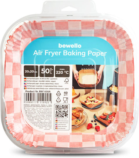 Hârtii de Copt Antiaderente pentru Air Fryer 20x20cm 50 Bucăți