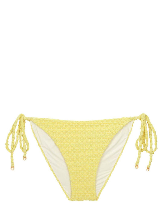 Bikini Slip με Κορδονάκια Κίτρινο