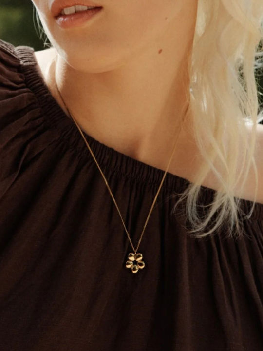 Edblad Lucky Charm Necklace with Flower Design Made of Gold Plated Steel