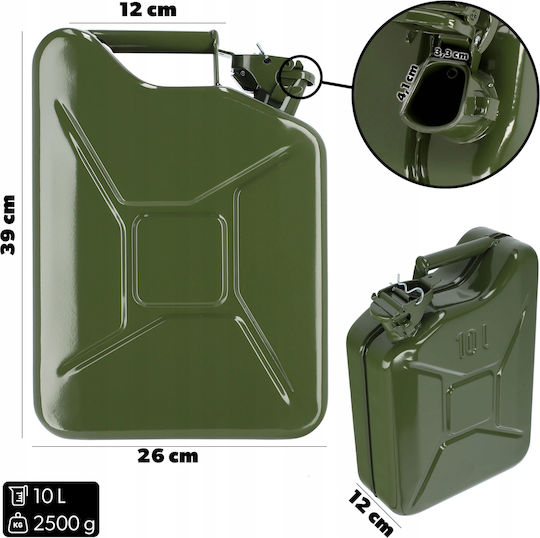 Kadax Stahl Kraftstoffkanister 10l + 31 Cm Trichter Grüne