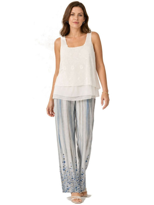 Damen Bluse Ärmellos Ecru