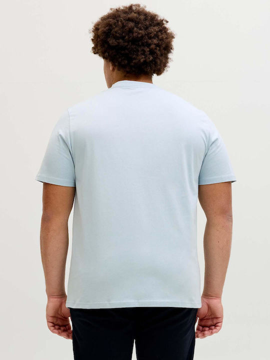 Jack & Jones Tricou cu guler rotund Albastru deschis Jack & Jones Tricou cu guler rotund Albastru deschis