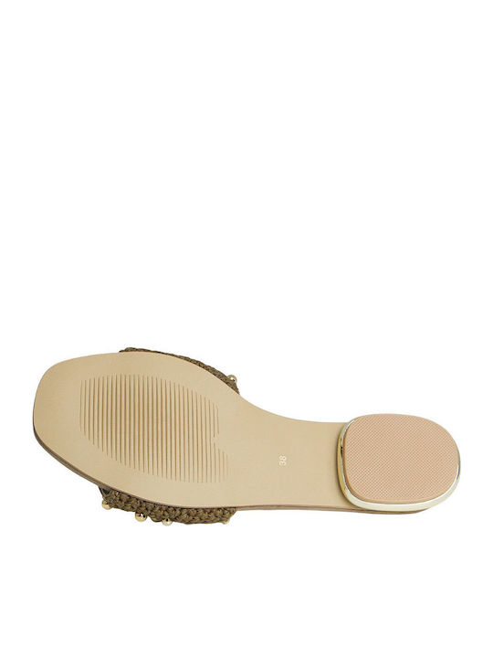 Leather Women's Flat Sandals Brown