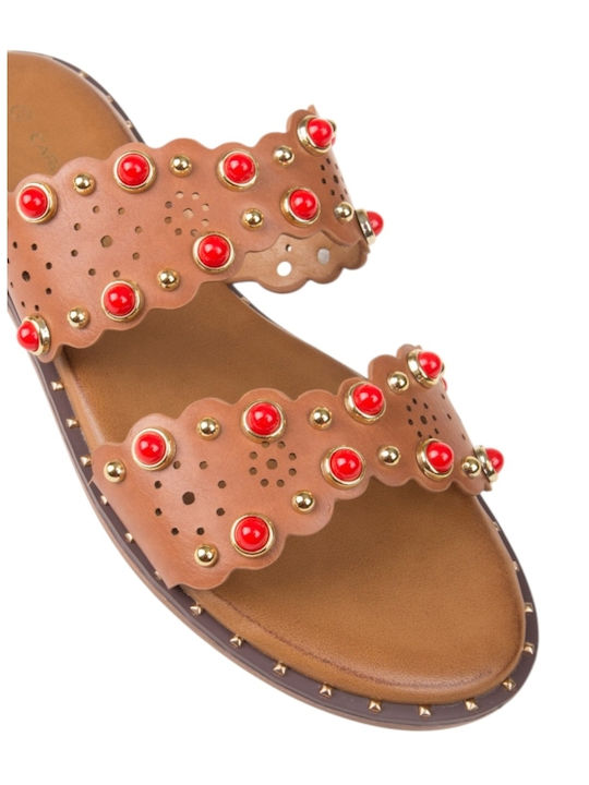 Damen Flache Sandalen Braun