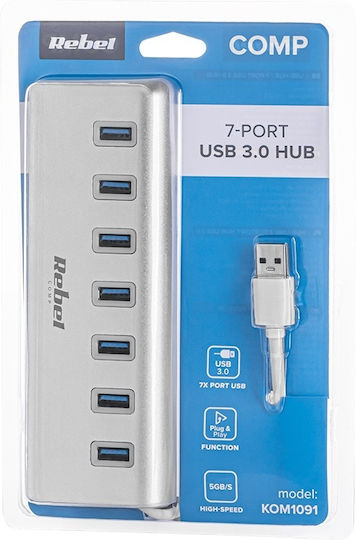 Rebel USB-Hub 7 Anschlüsse USB 3.0 mit USB-A Anschluss