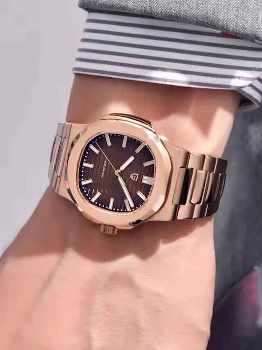 Pagani Design Ceas Barbatesc 40mm Automat cu Brățară Metalică Rose Gold