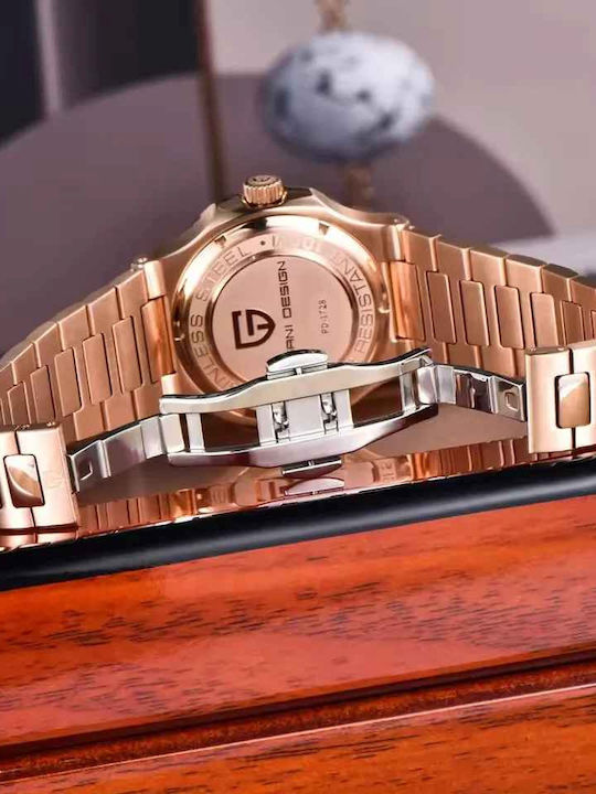 Pagani Design Ceas Barbatesc 40mm Automat cu Brățară Metalică Rose Gold