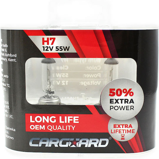Bec Auto Halogen H7 12v 55w +50% Luminozitate Faruri Set 2 Bucăți