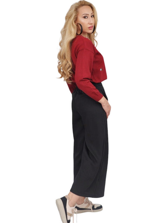 Women's High Rise Pantaloons in Loose Fit Black