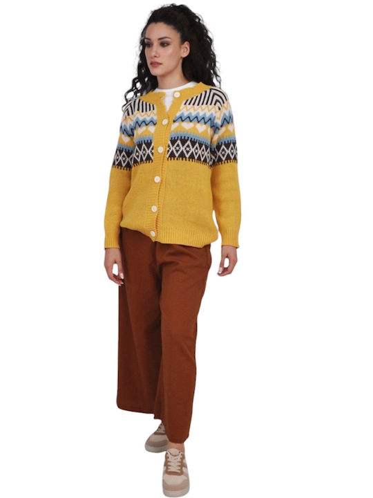 Damen Stoffhose mit Gummiband in Gerader Bein Stil Braun