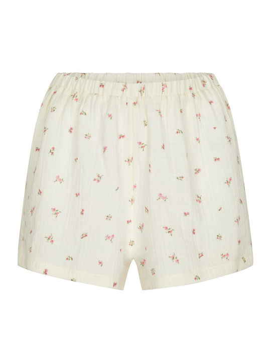 Hunkemöller Summer Cotton Women's Shorts Pajamas White Muslin