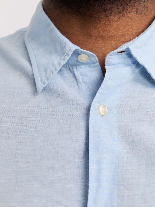 Long Sleeve Linen Shirt Light Blue