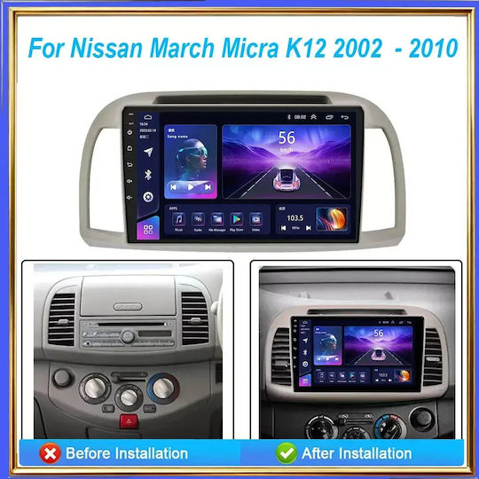 Car Audio System for Nissan Micra 2002-2010 Bluetooth USB WiFi GPS Apple CarPlay Android Auto with 9" Touch Screen