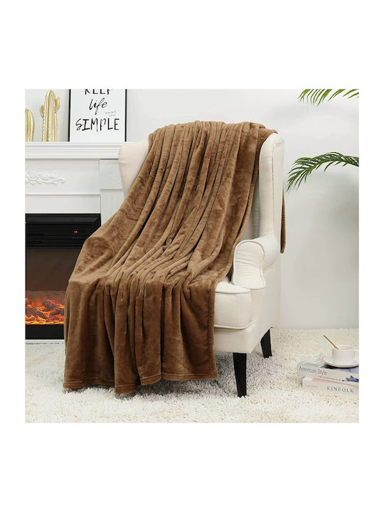Pelzige Doppelbettdecke 200x210cm Braun